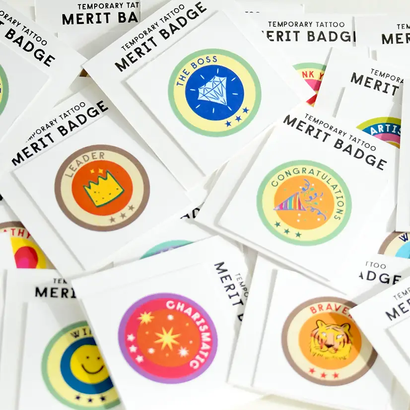 Character Rewards Merit Badge Temporary Tattoos - Image 2